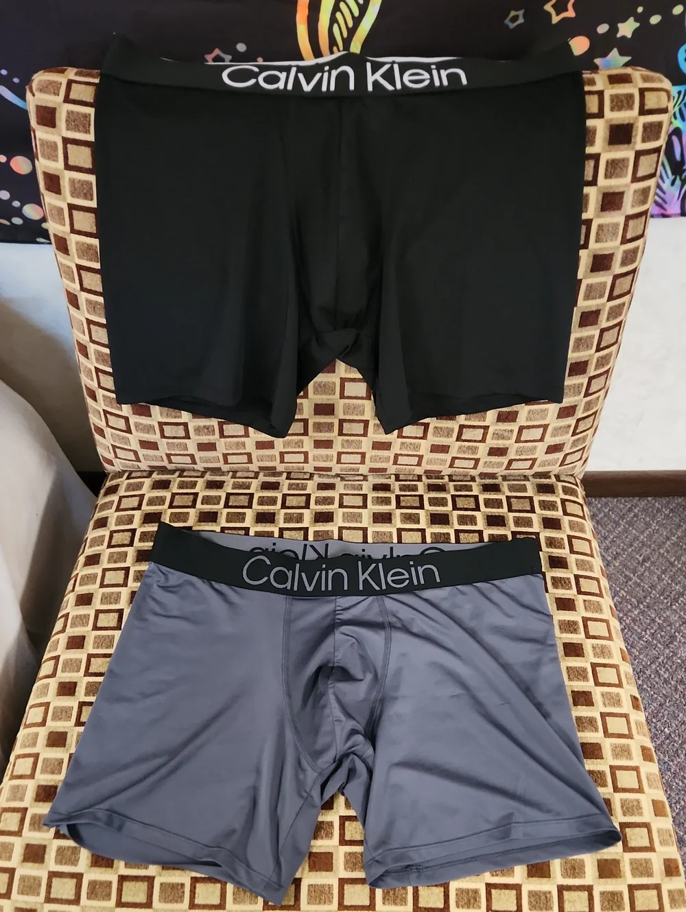 New Calvin Klein Microfiber Men's Boxer Briefs Two Pack - Black & Gray Sz L